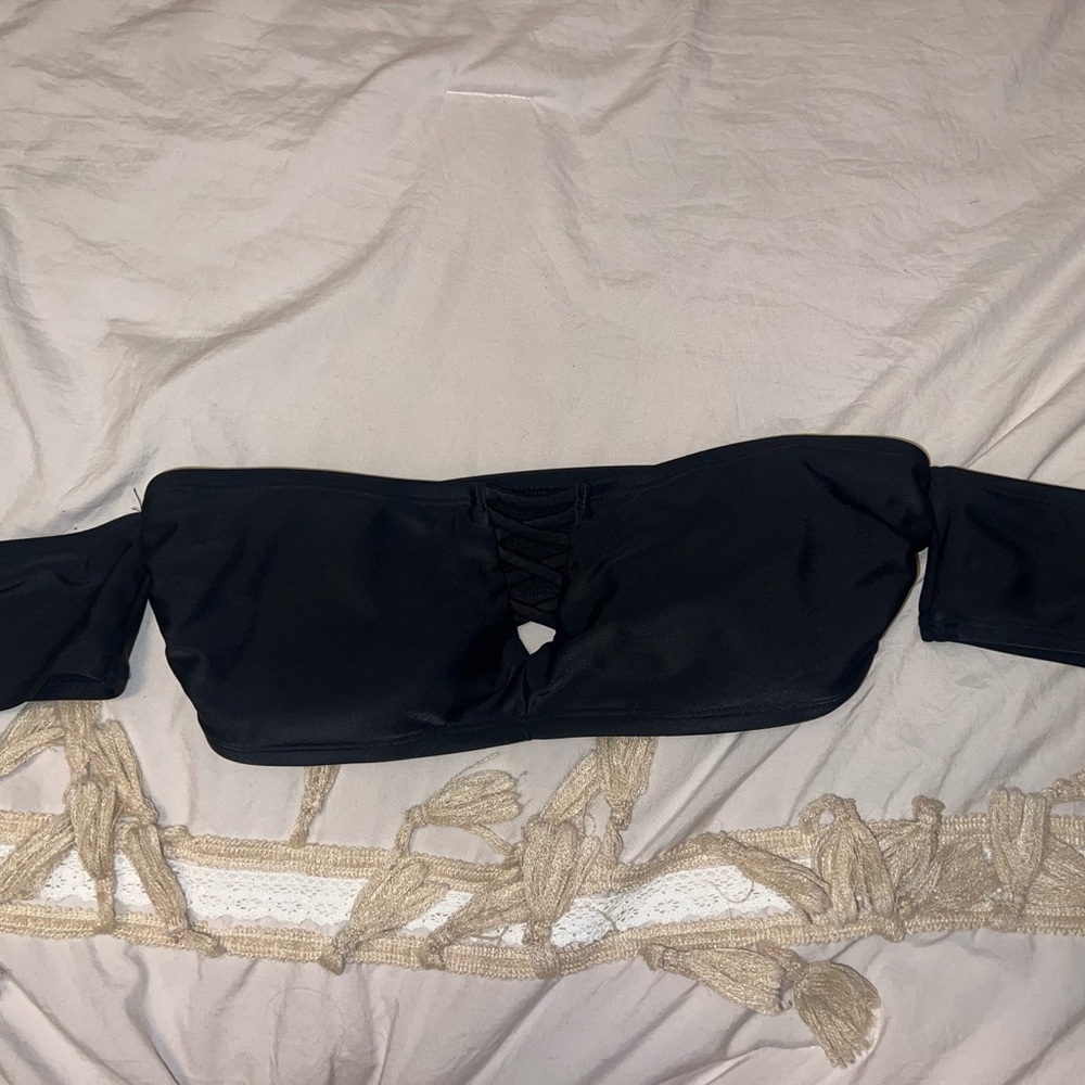 Black Strapless Bandeau Top